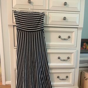 Black and white striped dress